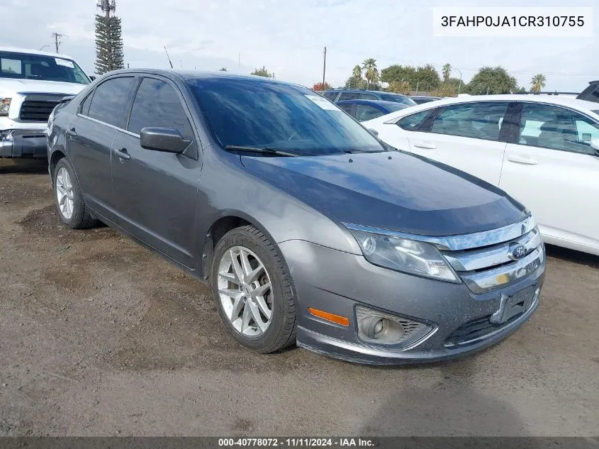 2012 Ford Fusion Sel VIN: 3FAHP0JA1CR310755 Lot: 40778072