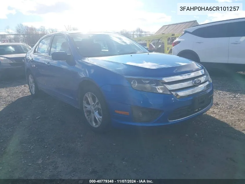 2012 Ford Fusion Se VIN: 3FAHP0HA6CR101257 Lot: 40779348