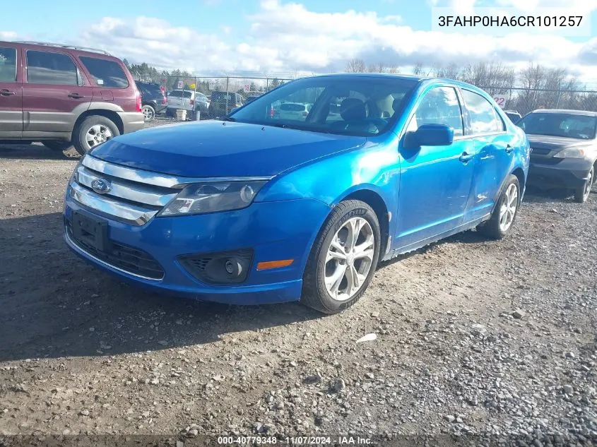 2012 Ford Fusion Se VIN: 3FAHP0HA6CR101257 Lot: 40779348