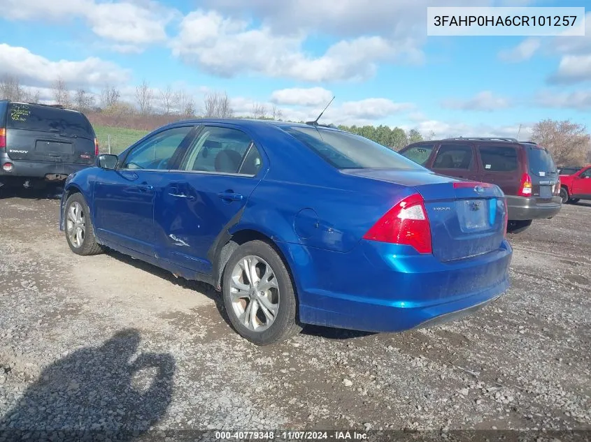 2012 Ford Fusion Se VIN: 3FAHP0HA6CR101257 Lot: 40779348