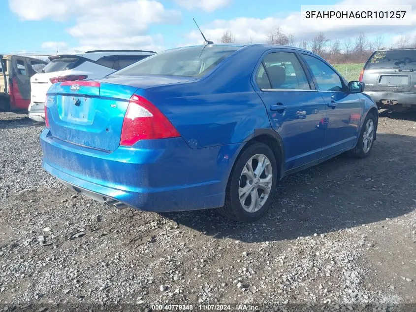 2012 Ford Fusion Se VIN: 3FAHP0HA6CR101257 Lot: 40779348