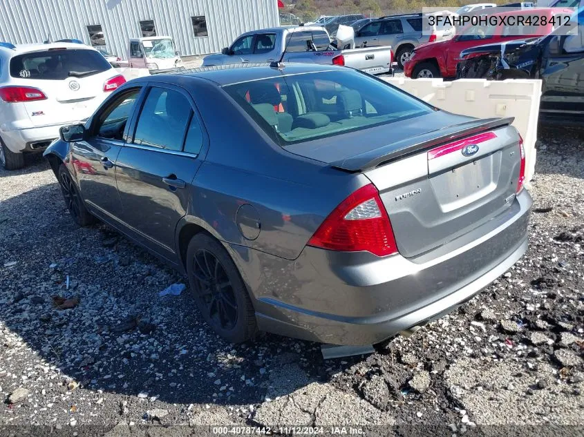 2012 Ford Fusion Se VIN: 3FAHP0HGXCR428412 Lot: 40787442