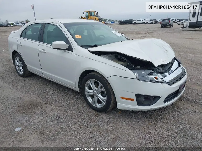 2012 Ford Fusion Se VIN: 3FAHP0HA4CR185417 Lot: 40790049