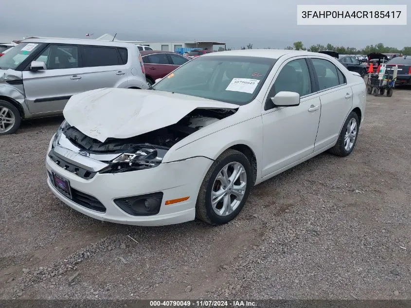 2012 Ford Fusion Se VIN: 3FAHP0HA4CR185417 Lot: 40790049