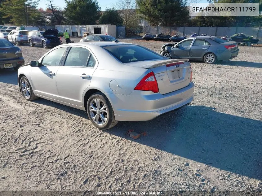 2012 Ford Fusion Se VIN: 3FAHP0HA4CR111799 Lot: 40801521