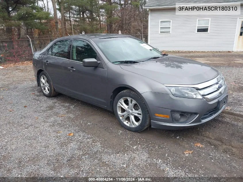 2012 Ford Fusion Se VIN: 3FAHP0HA5CR180310 Lot: 40804254