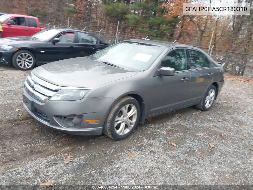 2012 Ford Fusion Se VIN: 3FAHP0HA5CR180310 Lot: 40804254