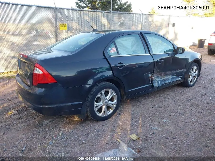 2012 Ford Fusion Se VIN: 3FAHP0HA4CR306091 Lot: 40805489