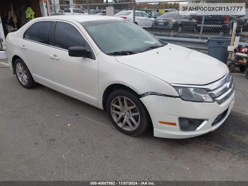 3FAHP0CGXCR157777 2012 Ford Fusion Sel