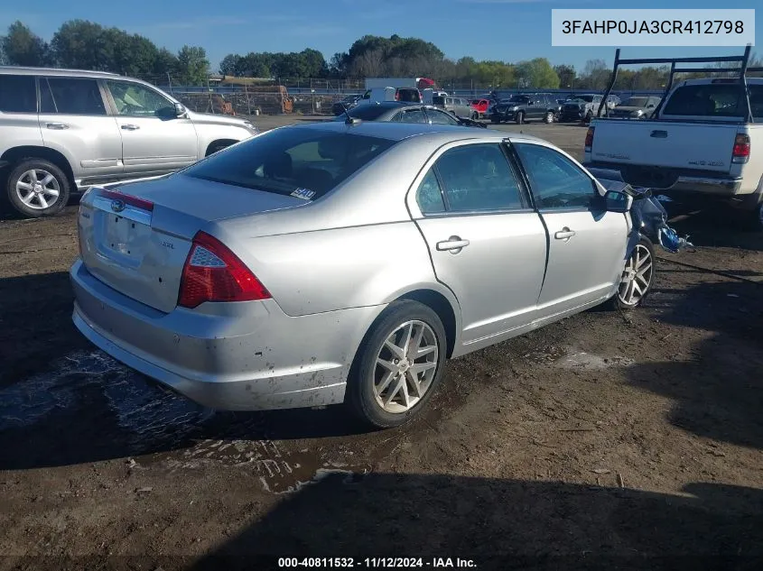 2012 Ford Fusion Sel VIN: 3FAHP0JA3CR412798 Lot: 40811532