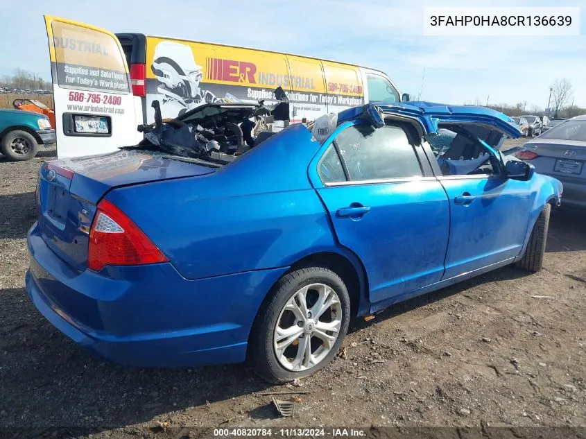 3FAHP0HA8CR136639 2012 Ford Fusion Se