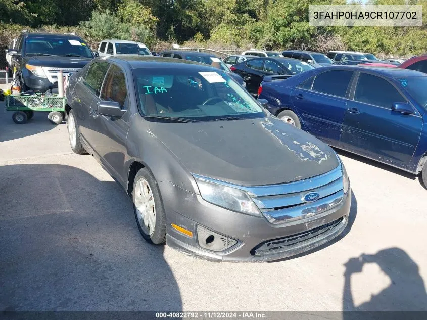 2012 Ford Fusion Se VIN: 3FAHP0HA9CR107702 Lot: 40822792