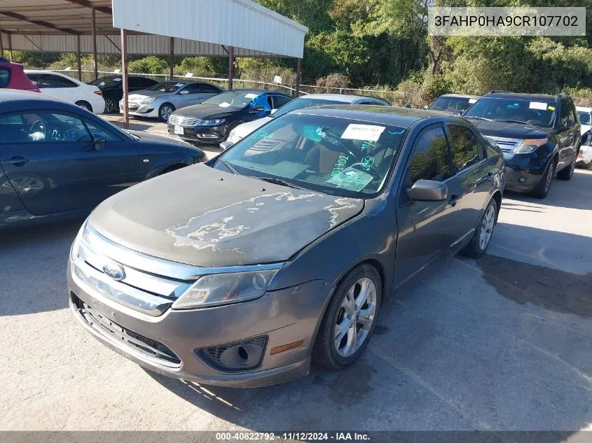 2012 Ford Fusion Se VIN: 3FAHP0HA9CR107702 Lot: 40822792