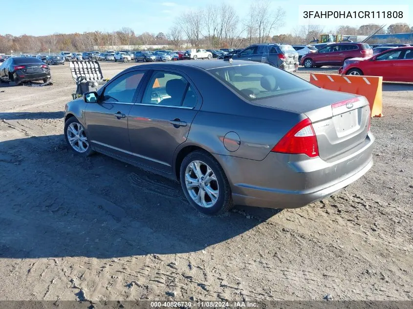 2012 Ford Fusion Se VIN: 3FAHP0HA1CR111808 Lot: 40826730