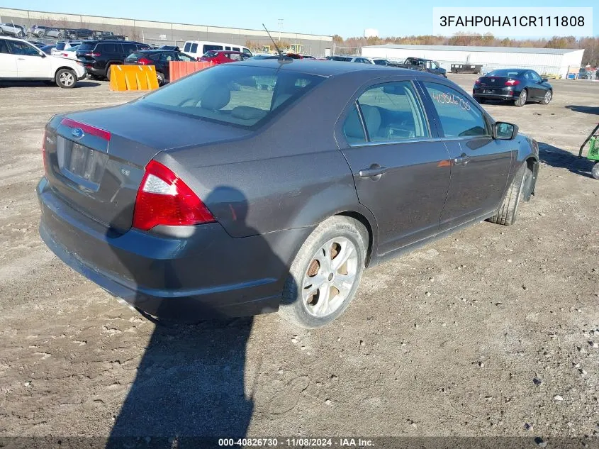 2012 Ford Fusion Se VIN: 3FAHP0HA1CR111808 Lot: 40826730