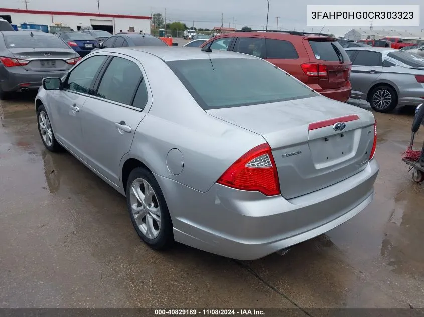 2012 Ford Fusion Se VIN: 3FAHP0HG0CR303323 Lot: 40829189