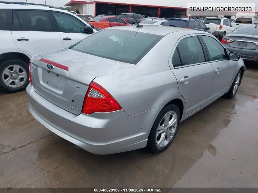 2012 Ford Fusion Se VIN: 3FAHP0HG0CR303323 Lot: 40829189