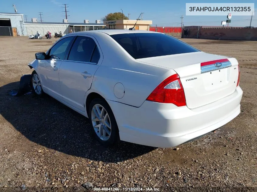 2012 Ford Fusion Sel VIN: 3FAHP0JA4CR132355 Lot: 40841246