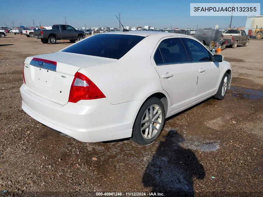 2012 Ford Fusion Sel VIN: 3FAHP0JA4CR132355 Lot: 40841246