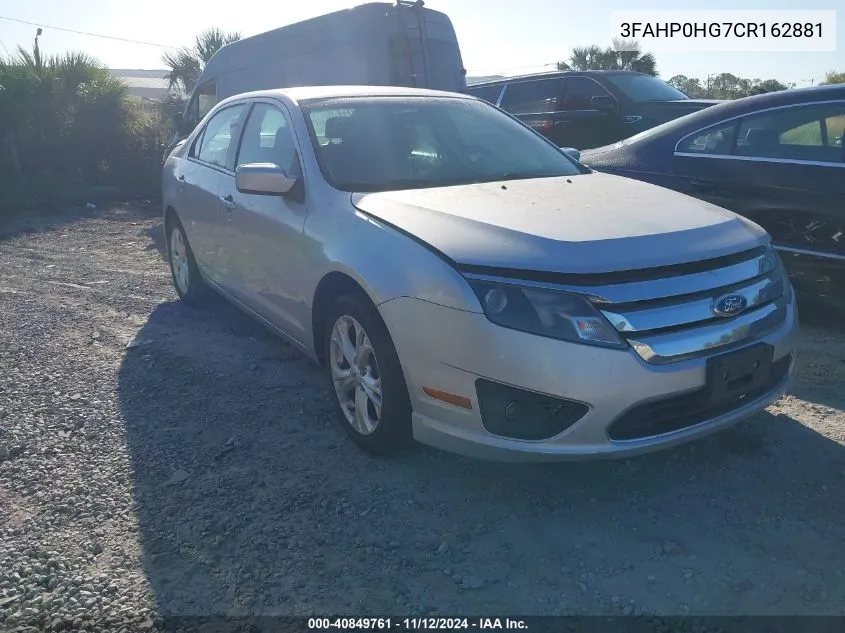 2012 Ford Fusion Se VIN: 3FAHP0HG7CR162881 Lot: 40849761