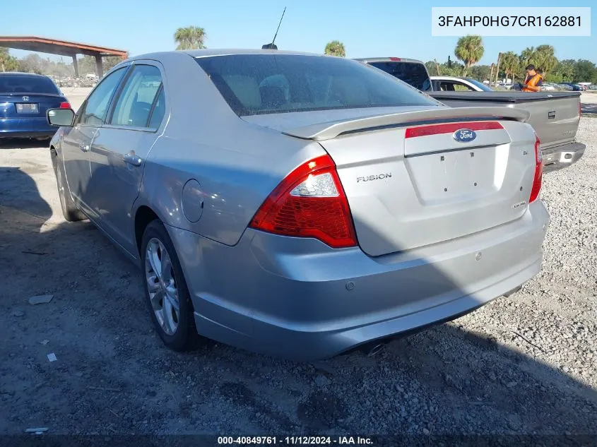 2012 Ford Fusion Se VIN: 3FAHP0HG7CR162881 Lot: 40849761