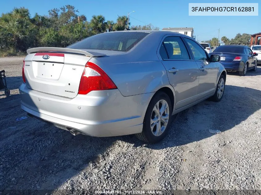 2012 Ford Fusion Se VIN: 3FAHP0HG7CR162881 Lot: 40849761