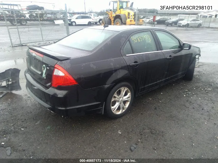 2012 Ford Fusion Se VIN: 3FAHP0HA5CR298101 Lot: 40857173