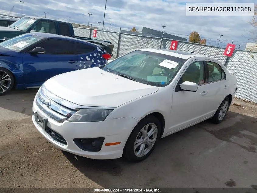 2012 Ford Fusion Se VIN: 3FAHP0HA2CR116368 Lot: 40860224