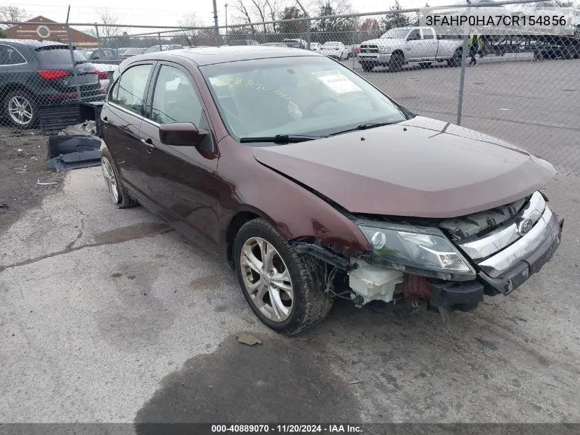 2012 Ford Fusion Se VIN: 3FAHP0HA7CR154856 Lot: 40889070