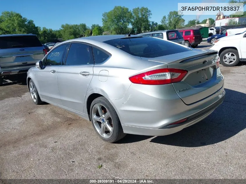 2013 Ford Fusion Se VIN: 3FA6P0HR7DR183837 Lot: 39309191