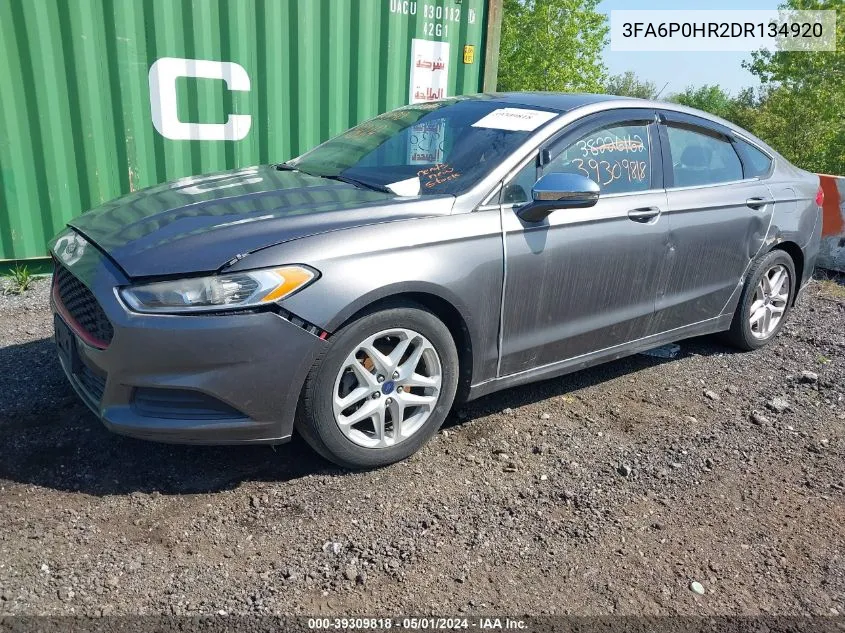 2013 Ford Fusion Se VIN: 3FA6P0HR2DR134920 Lot: 39309818