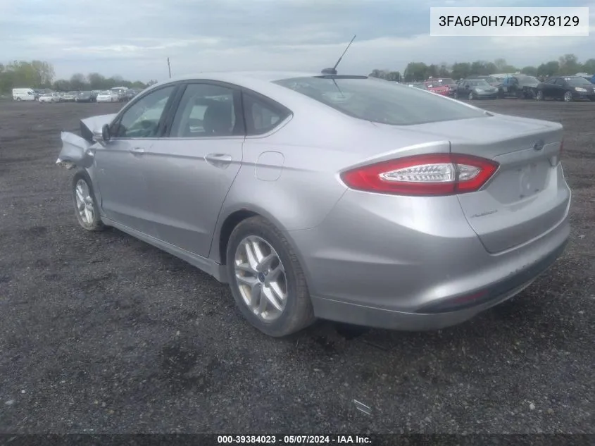 2013 Ford Fusion Se VIN: 3FA6P0H74DR378129 Lot: 39384023