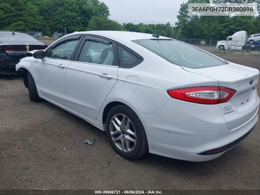 2013 Ford Fusion Se VIN: 3FA6P0H72DR380896 Lot: 39586721