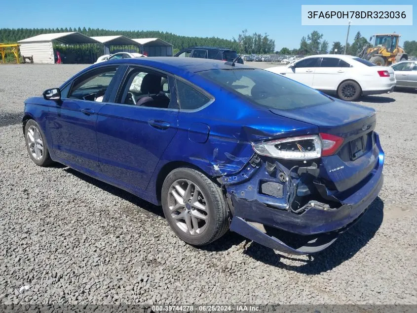 2013 Ford Fusion Se VIN: 3FA6P0H78DR323036 Lot: 39744278