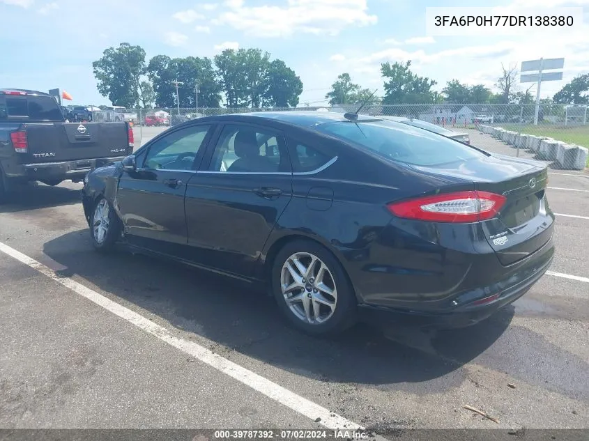 2013 Ford Fusion Se VIN: 3FA6P0H77DR138380 Lot: 39787392