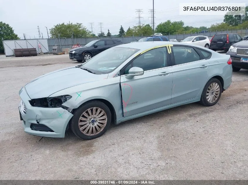 2013 Ford Fusion Hybrid Se VIN: 3FA6P0LU4DR376801 Lot: 39831746