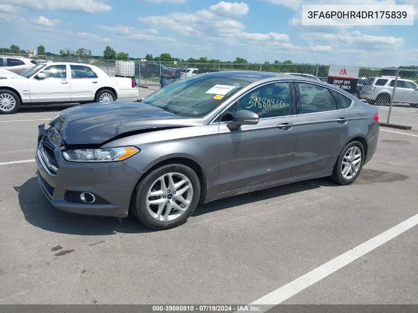 2013 Ford Fusion Se VIN: 3FA6P0HR4DR175839 Lot: 39880810