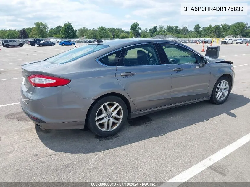 2013 Ford Fusion Se VIN: 3FA6P0HR4DR175839 Lot: 39880810