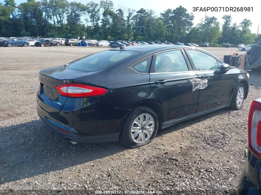 2013 Ford Fusion S VIN: 3FA6P0G71DR268981 Lot: 39910712