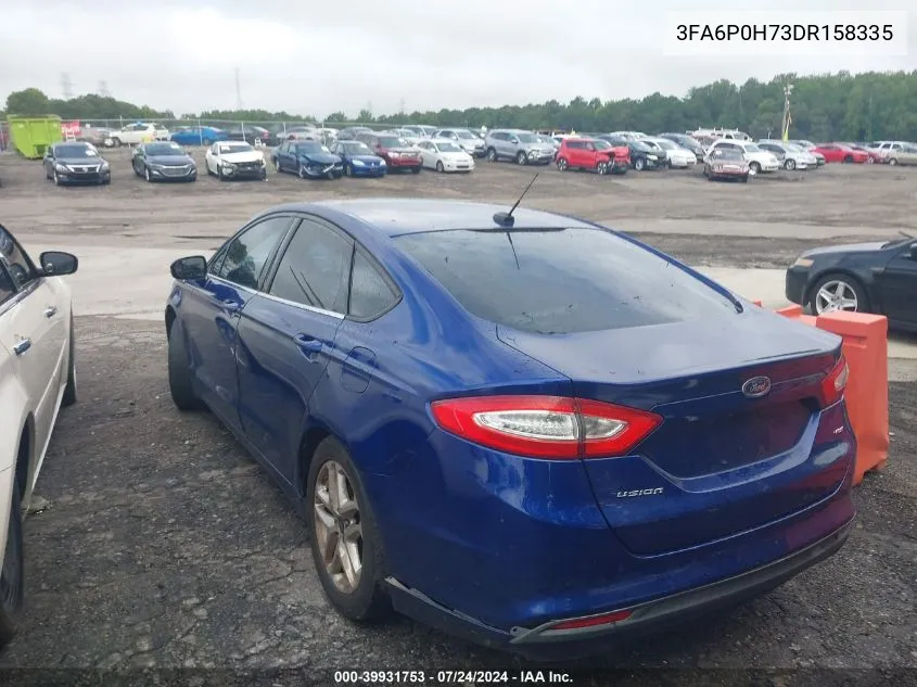 2013 Ford Fusion Se VIN: 3FA6P0H73DR158335 Lot: 39931753