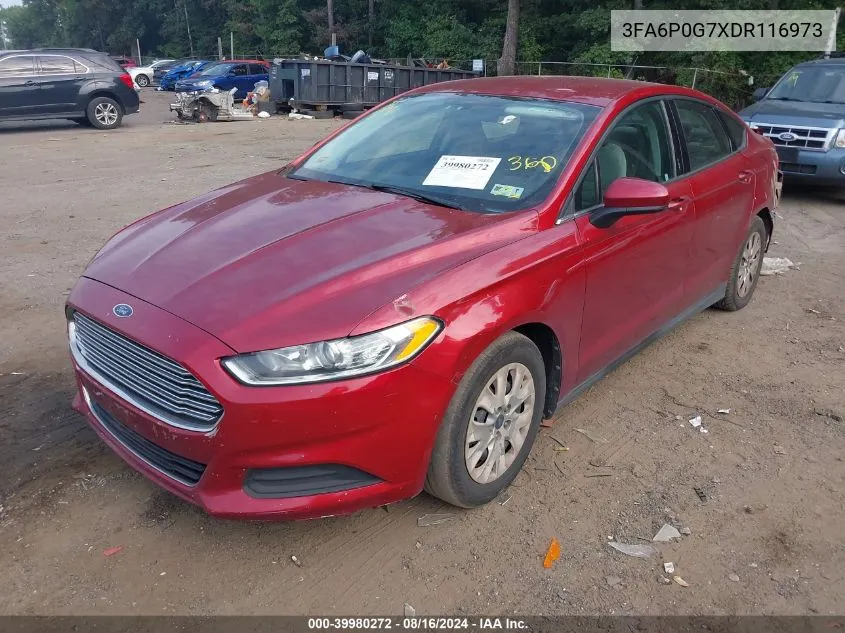 2013 Ford Fusion S VIN: 3FA6P0G7XDR116973 Lot: 39980272