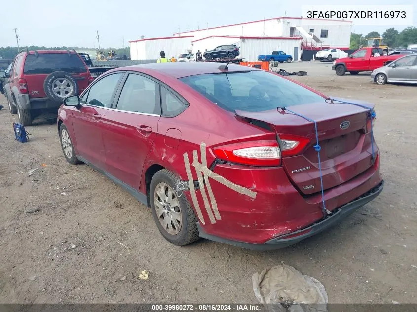 2013 Ford Fusion S VIN: 3FA6P0G7XDR116973 Lot: 39980272