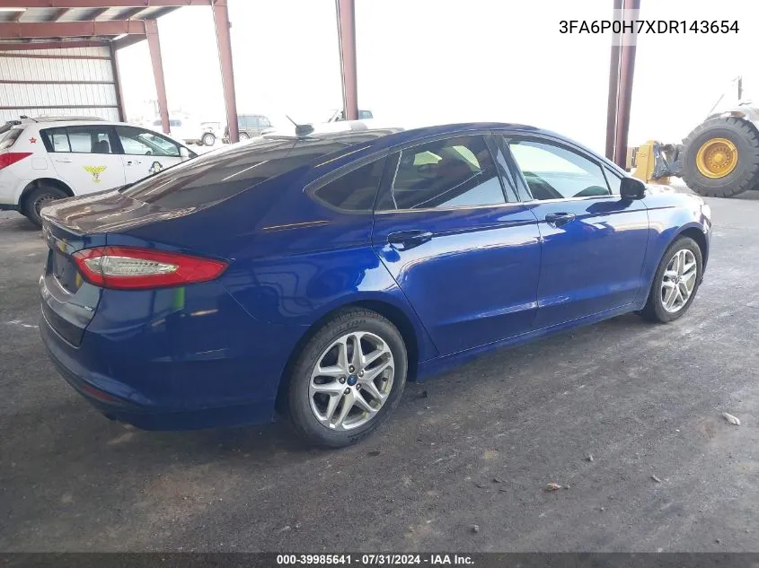 2013 Ford Fusion Se VIN: 3FA6P0H7XDR143654 Lot: 39985641