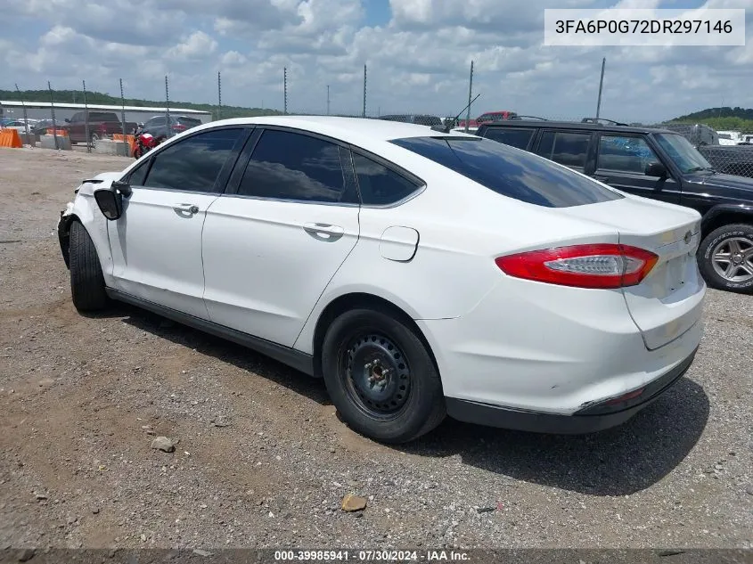 2013 Ford Fusion S VIN: 3FA6P0G72DR297146 Lot: 39985941