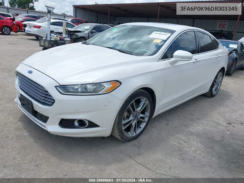 2013 Ford Fusion Titanium VIN: 3FA6P0K96DR303345 Lot: 39986683