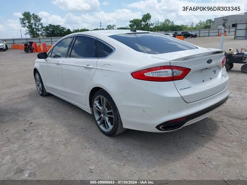 2013 Ford Fusion Titanium VIN: 3FA6P0K96DR303345 Lot: 39986683