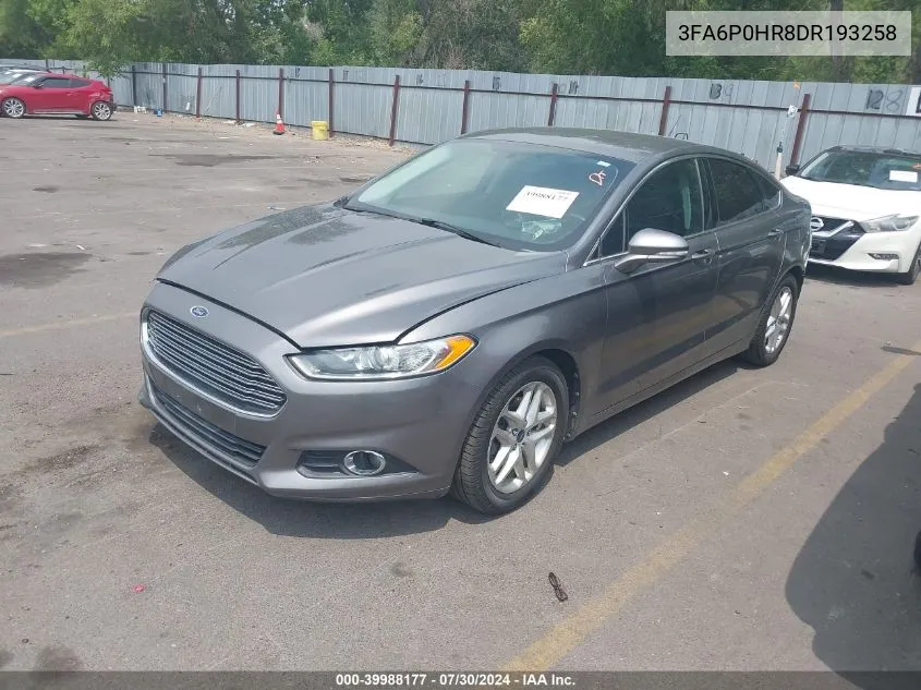 2013 Ford Fusion Se VIN: 3FA6P0HR8DR193258 Lot: 39988177