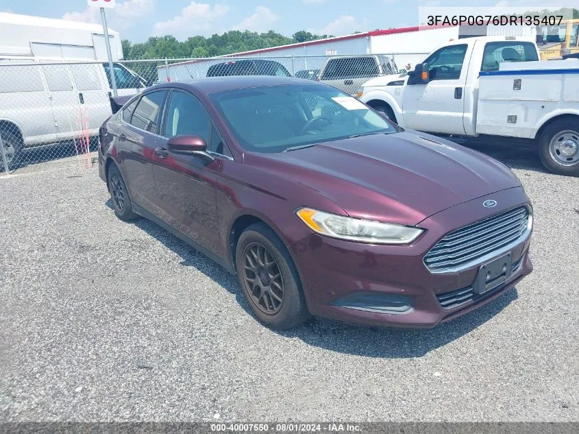 2013 Ford Fusion S VIN: 3FA6P0G76DR135407 Lot: 40007550