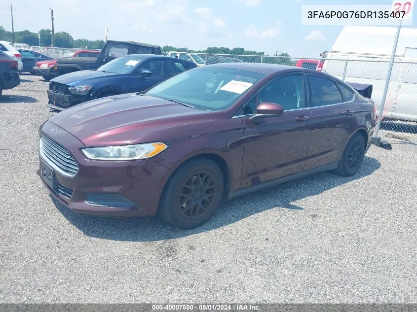 2013 Ford Fusion S VIN: 3FA6P0G76DR135407 Lot: 40007550