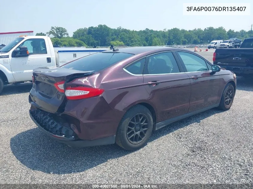 2013 Ford Fusion S VIN: 3FA6P0G76DR135407 Lot: 40007550